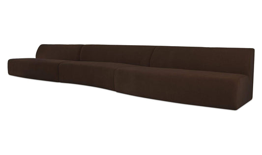242.1" Dark Brown Upholstered 3 Piece Wave Modular Sectional