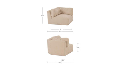 40.9" Oatmeal Upholstered Corner Chair