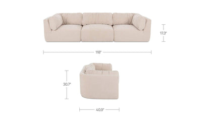 118" Oatmeal Upholstered Modular Sofa
