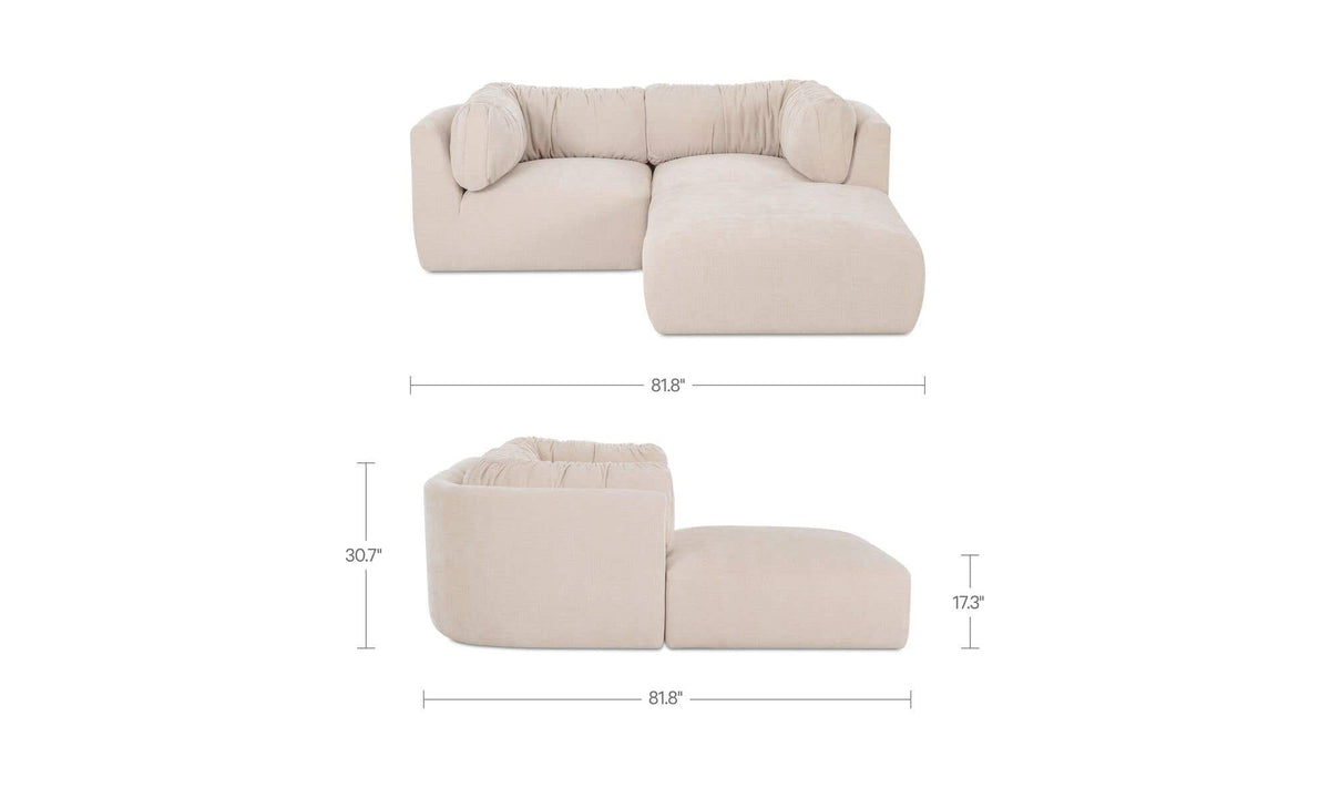 81.8" Oatmeal Upholstered Nook Modular Sectional