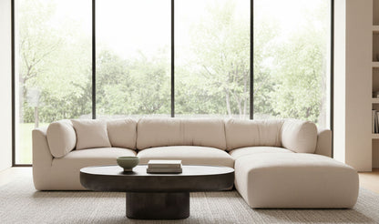 118" Oatmeal Upholstered Lounge Modular Sectional