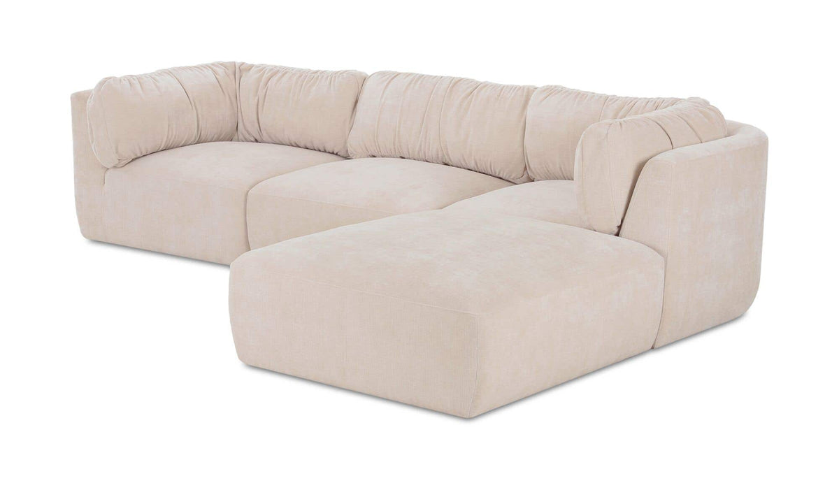 118" Oatmeal Upholstered Lounge Modular Sectional