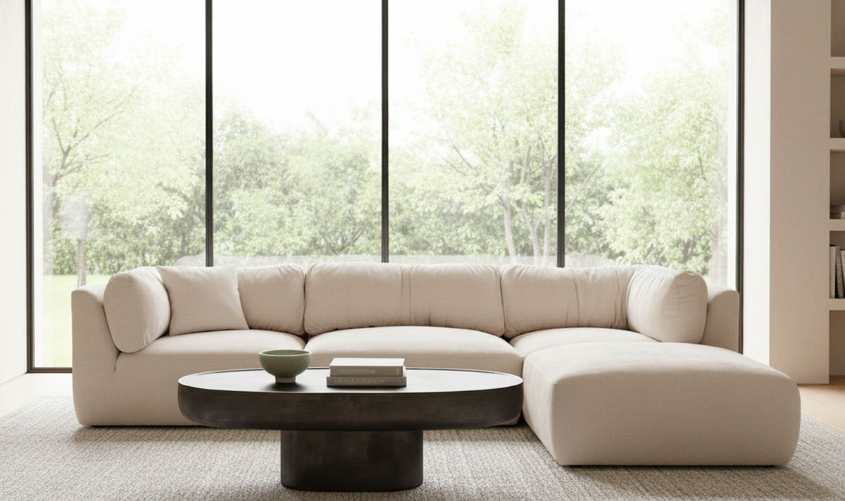118" Oatmeal Upholstered Dream Modular Sectional