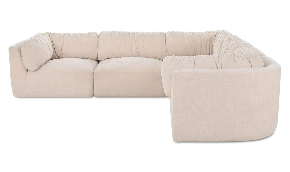 118" Oatmeal Upholstered L-Shaped Modular Sectional
