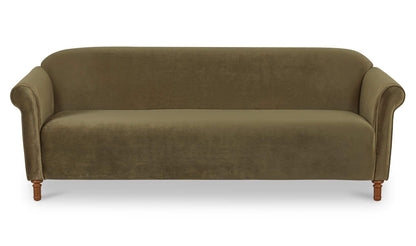 84.8" Dark Green Faux Mohair Upholstered Sofa