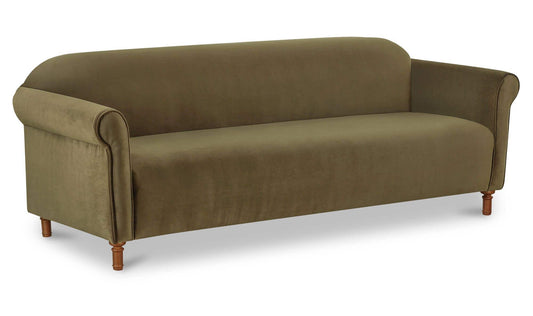 84.8" Dark Green Faux Mohair Upholstered Sofa