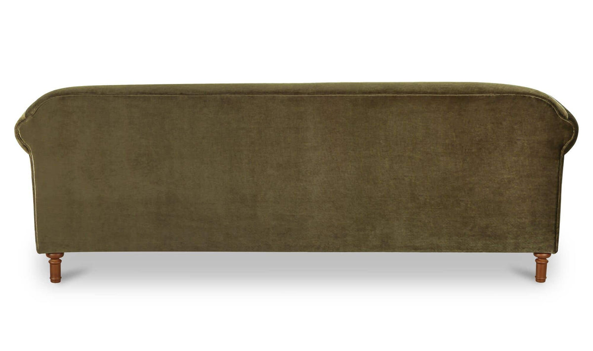 84.8" Dark Green Faux Mohair Upholstered Sofa