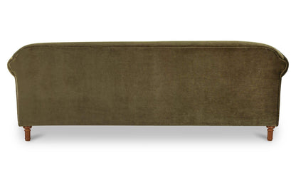 84.8" Dark Green Faux Mohair Upholstered Sofa
