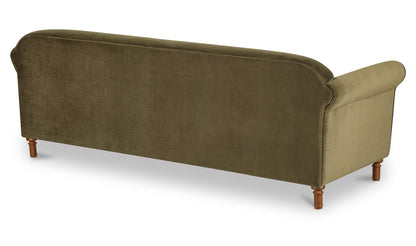84.8" Dark Green Faux Mohair Upholstered Sofa