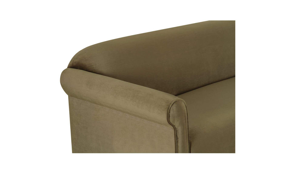 84.8" Dark Green Faux Mohair Upholstered Sofa