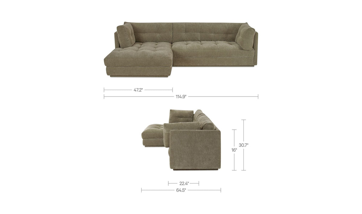 114.96" Sage Green Upholstered Left Facing Sectional