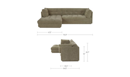 114.96" Sage Green Upholstered Left Facing Sectional