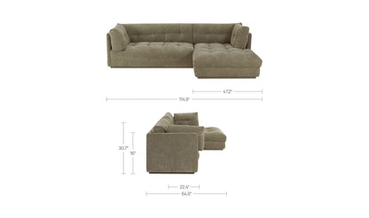 114.96" Sage Green Upholstered Right Facing Sectional