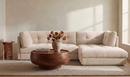 114.96" Light Beige Upholstered Right Facing Sectional