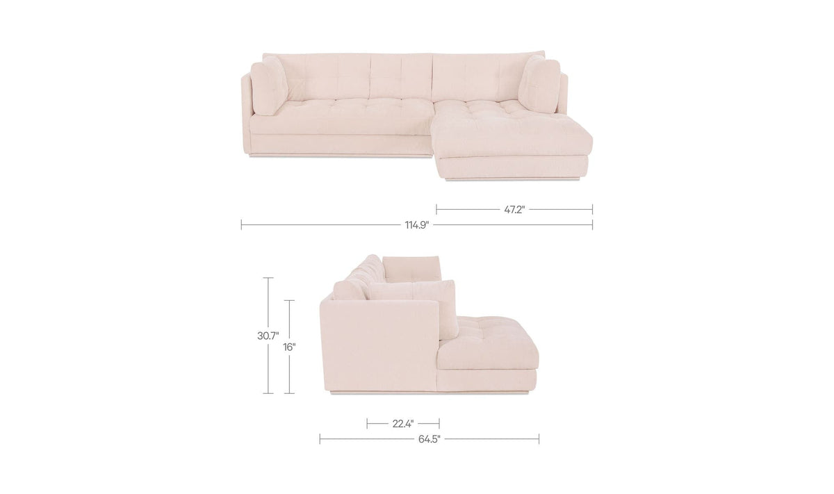 114.96" Light Beige Upholstered Right Facing Sectional