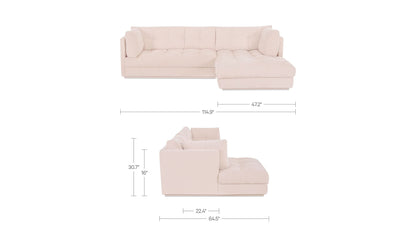 114.96" Light Beige Upholstered Right Facing Sectional