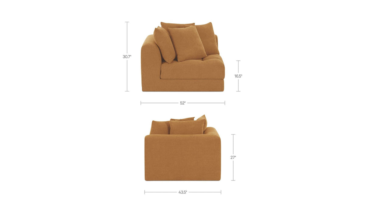 52" Golden Yellow Upholstered Right Arm Facing Chair