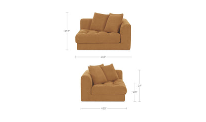 43.5" Golden Yellow Upholstered Corner Chair