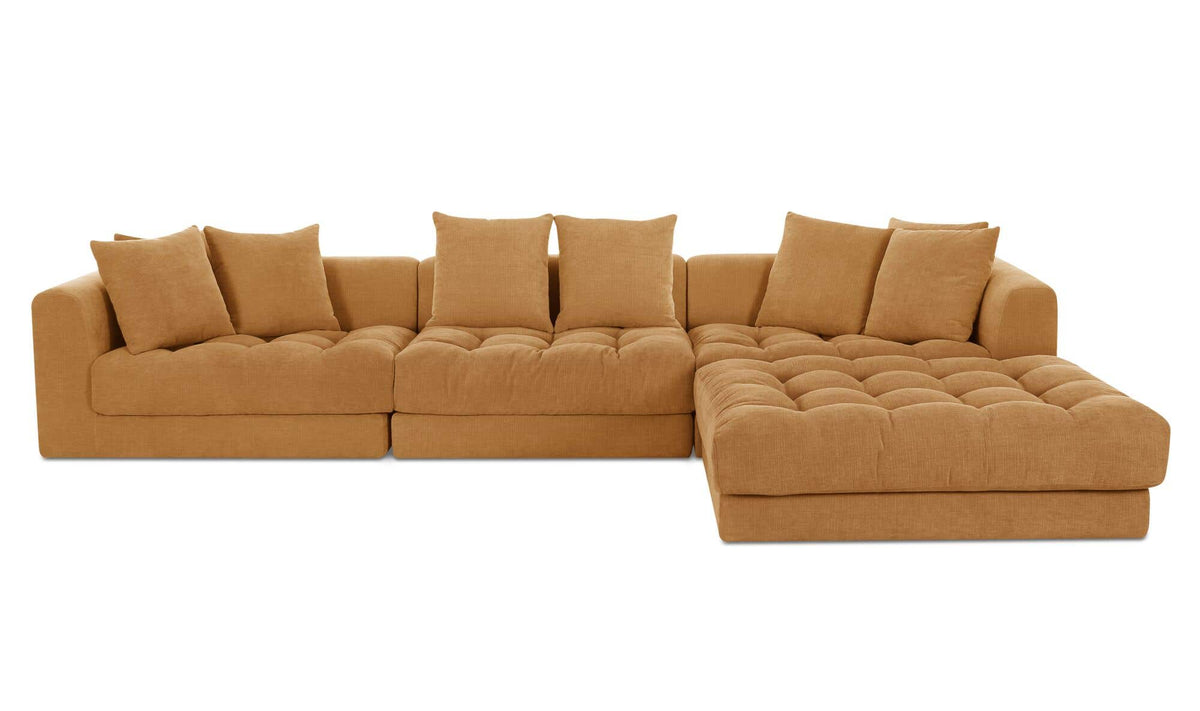 147.5" Golden Yellow Upholstered Lounge Modular Sectional