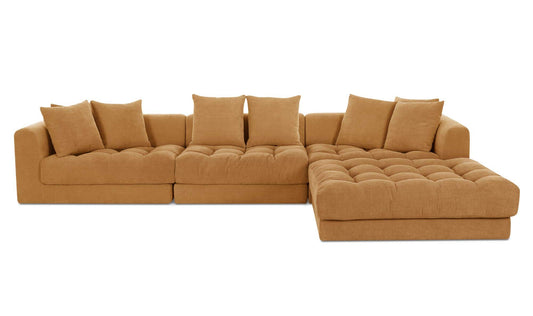 147.5" Golden Yellow Upholstered Lounge Modular Sectional