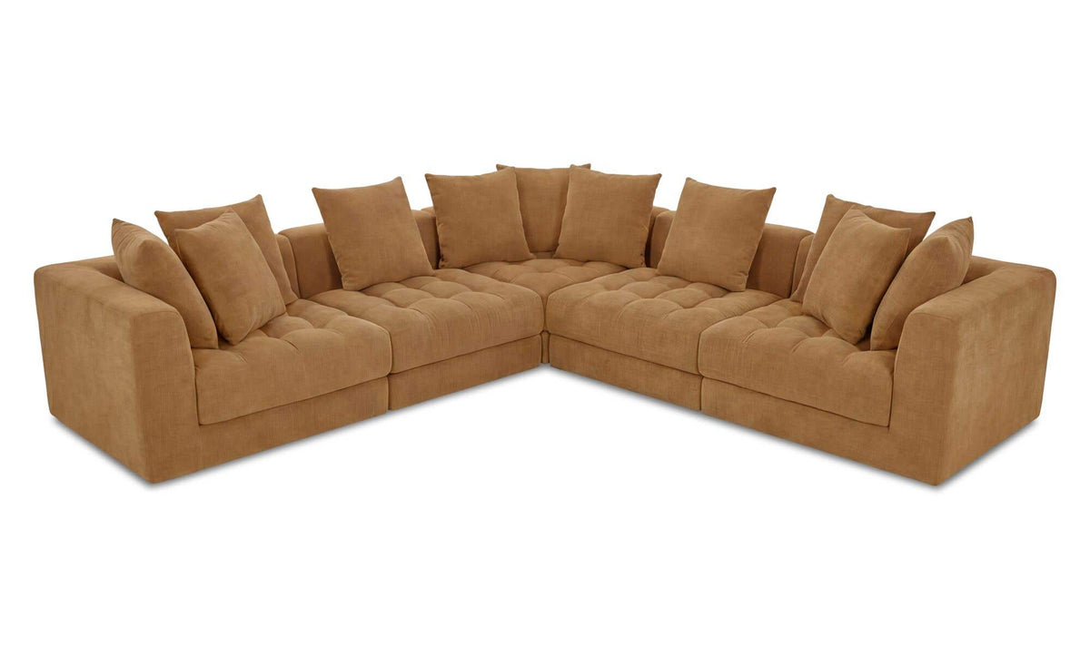 234.5" Golden Yellow Upholstered L-Shaped Modular Sectional