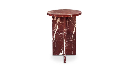 14" Rosso Levanto Marble Side Table