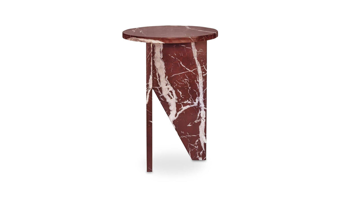 14" Rosso Levanto Marble Side Table