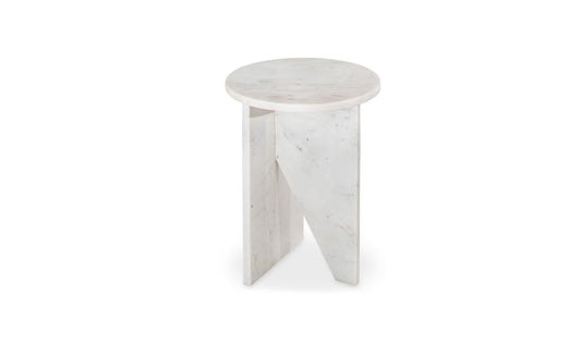 14" White Marble Side Table