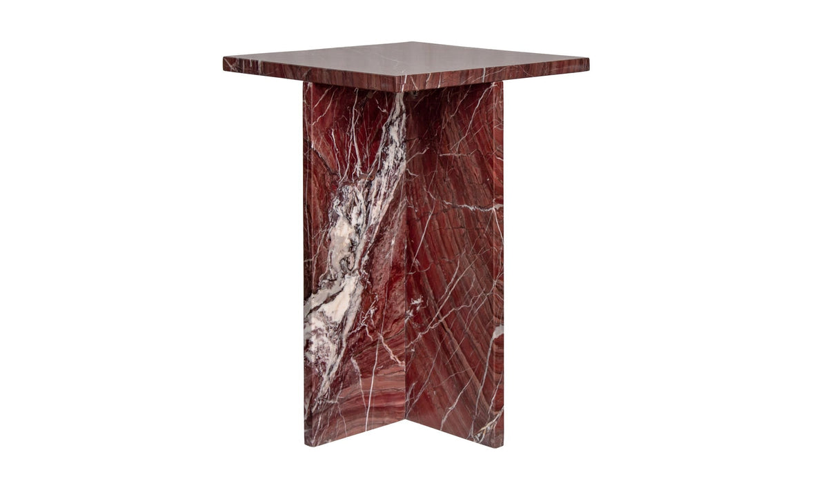 14" Rosso Levanto Marble Side Table