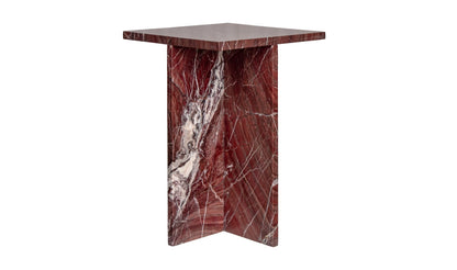 14" Rosso Levanto Marble Side Table