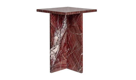 14" Rosso Levanto Marble Side Table