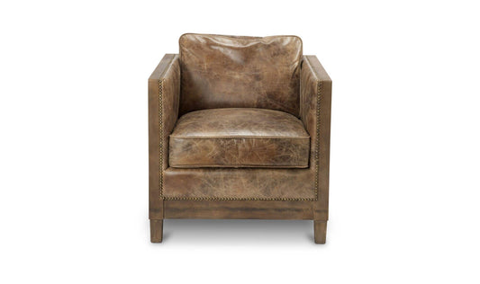 28" Light Brown Leather Club Chair