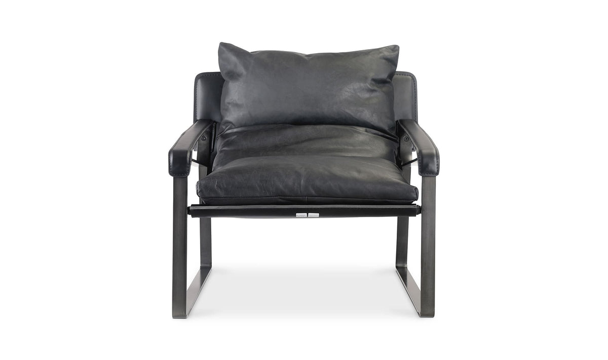 30" Black Leather Club Chair