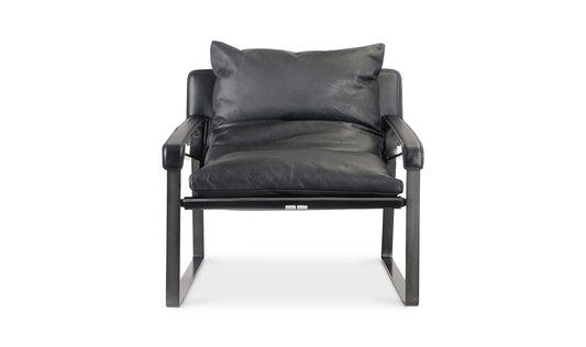 30" Black Leather Club Chair