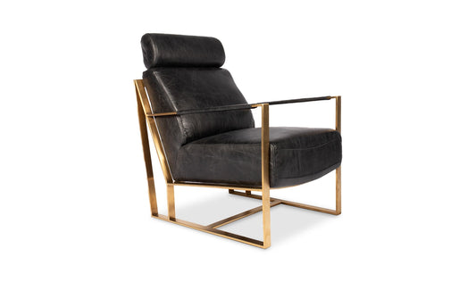 24.5" Black Leather Accent Chair