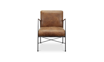 22" Brown Leather Accent Chair