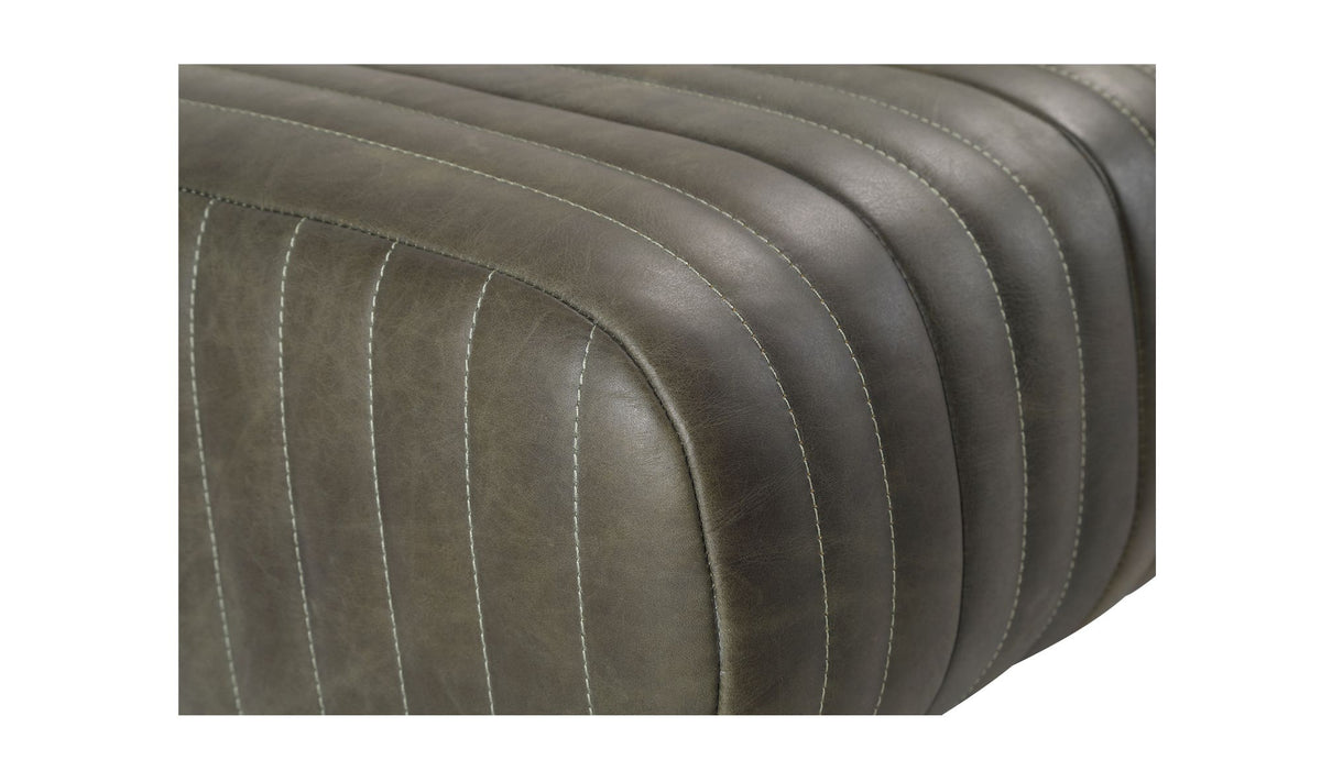 59" Charred Olive Leather Bench