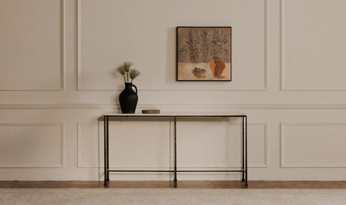 60.25" Botticino Marble Console Table