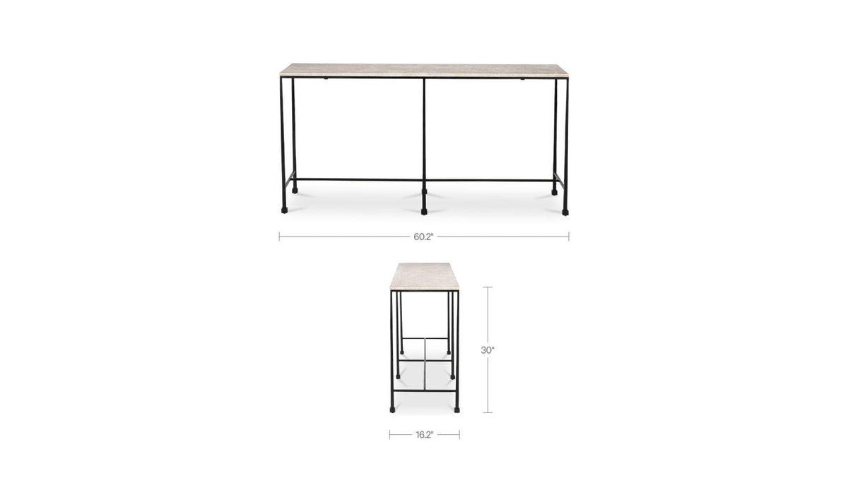 60.25" Botticino Marble Console Table