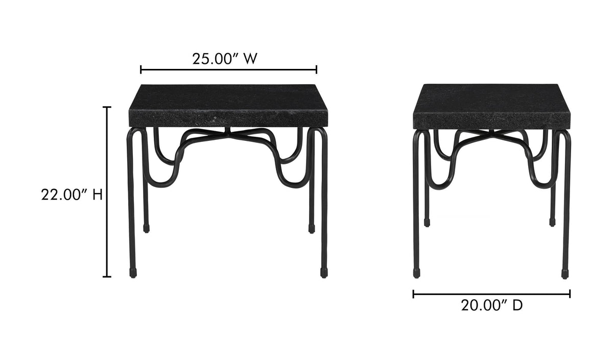 25" Black Granite Side Table