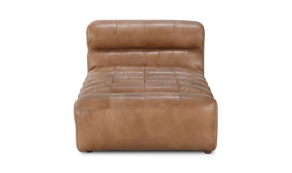 36" Tan Leather Chaise