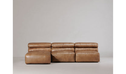 36" Tan Leather Chaise