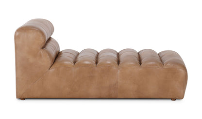 36" Tan Leather Chaise