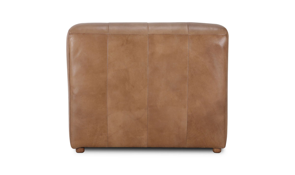 36" Tan Leather Chaise