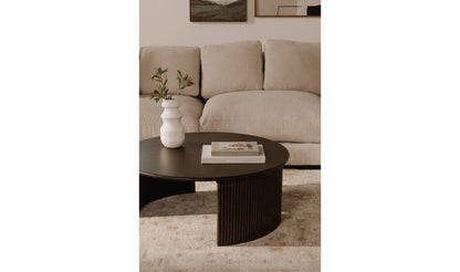 39" Dark Brown Solid Oak Coffee Table