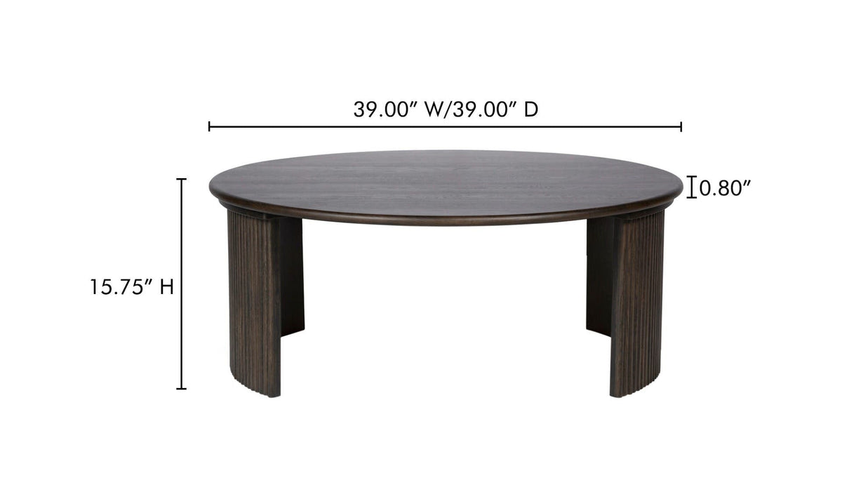 39" Dark Brown Solid Oak Coffee Table