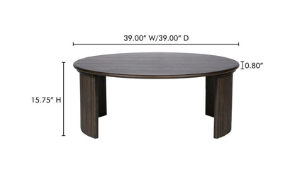 39" Dark Brown Solid Oak Coffee Table