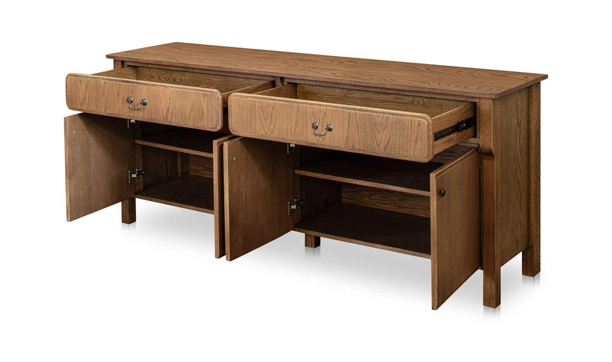 78.5" Warm Brown Solid Oak Sideboard