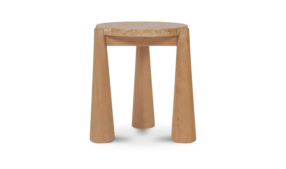 18.5" Natural Travertine Outdoor Side Table