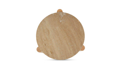 18.5" Natural Travertine Outdoor Side Table